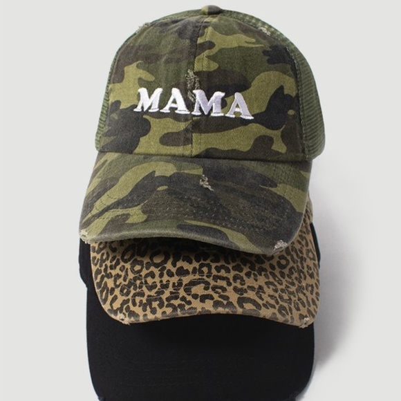 Mama Embroidered Camo Camouflage Distressed Baseball Hat Cap - Picture 2 of 3